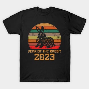 Year of the Rabbit 2023 - Retro Sunset Chinese New Year T-Shirt